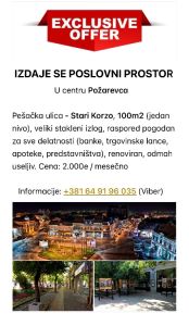 IZDAJE SE POSLOVNI PROSTOR - POŽAREVAC