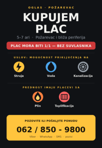 KUPUJEM PLAC OD 5 do 7 ARI!