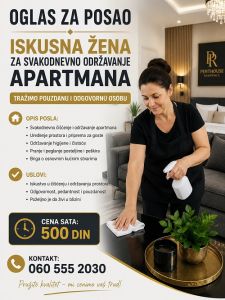 Potrebna žena za održavanje apartmana